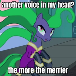 Size: 720x720 | Tagged: safe, edit, edited screencap, screencap, mane-iac, pony, g4, power ponies (episode), caption, cropped, female, image macro, solo, text, the batman, the batman 2004, the joker