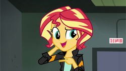 Size: 960x540 | Tagged: safe, edit, edited screencap, screencap, sunset shimmer, equestria girls, g4, alternate hairstyle, cute, female, short hair, solo