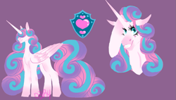 Size: 1045x593 | Tagged: safe, artist:d3pressedr4inbow, princess flurry heart, alicorn, pony, g4, female, hair over eyes, mare, older, older flurry heart, purple background, simple background, solo