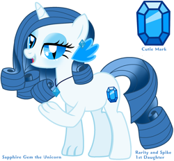 Size: 1738x1614 | Tagged: safe, artist:paolahedgehog, oc, oc only, oc:sapphire gem, dracony, hybrid, interspecies offspring, offspring, parent:rarity, parent:spike, parents:sparity, reference sheet, solo
