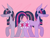 Size: 800x600 | Tagged: safe, artist:php163, derpibooru exclusive, mean twilight sparkle, twilight sparkle, pony, unicorn, g4, the mean 6, clone, clone twilight, cutie mark, digital art, duo, evil grin, evil twilight, female, grin, inaccurate, lazy background, mare, messy mane, one eye open, paint tool sai, shading, side by side, simple background, smiling, stylized, unicorn twilight