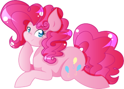 Size: 698x501 | Tagged: safe, artist:mavdpie, pinkie pie, earth pony, pony, g4, colored pupils, cute, diapinkes, female, mare, prone, simple background, solo, transparent background