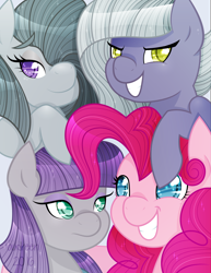 Size: 2550x3300 | Tagged: safe, artist:mavdpie, limestone pie, marble pie, maud pie, pinkie pie, earth pony, pony, g4, bust, colored pupils, cute, diapinkes, female, high res, limabetes, marblebetes, mare, maudabetes, pie sisters, portrait, siblings, sisters, smiling