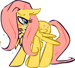 Size: 1200x1088 | Tagged: safe, artist:originalwocky, artist:rwko, fluttershy, pegasus, pony, g4, blushing, crying, cute, female, floppy ears, hair over one eye, mare, open mouth, sad, sadorable, shyabetes, simple background, solo, teary eyes, three quarter view, transparent background, wings, wings down
