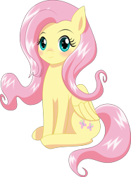 Size: 1280x1725 | Tagged: safe, artist:toughbluff, fluttershy, pegasus, pony, g4, blushing, cute, female, folded wings, looking at you, mare, shyabetes, simple background, sitting, smiling, solo, three quarter view, transparent background, wings