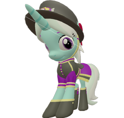 Size: 758x720 | Tagged: safe, artist:topsangtheman, cornetta, pony, unicorn, g4, 3d, clothes, female, hat, looking at you, looking down at you, simple background, solo, source filmmaker, transparent background, uniform