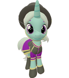 Size: 638x720 | Tagged: safe, artist:topsangtheman, cornetta, pony, unicorn, g4, 3d, clothes, female, hat, looking at you, simple background, solo, source filmmaker, transparent background, uniform