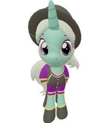 Size: 641x720 | Tagged: safe, artist:topsangtheman, cornetta, pony, unicorn, g4, 3d, clothes, female, hat, looking at you, simple background, solo, source filmmaker, transparent background, uniform