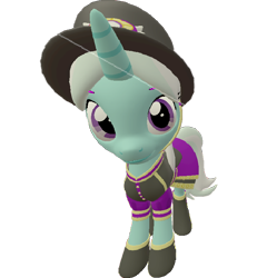 Size: 666x720 | Tagged: safe, artist:topsangtheman, cornetta, pony, unicorn, g4, 3d, clothes, female, hat, looking at you, simple background, solo, source filmmaker, transparent background, uniform