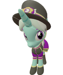Size: 612x720 | Tagged: safe, artist:topsangtheman, cornetta, pony, unicorn, g4, 3d, clothes, female, hat, looking at you, simple background, solo, source filmmaker, transparent background, uniform