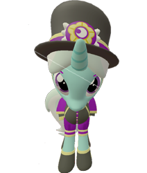 Size: 610x720 | Tagged: safe, artist:topsangtheman, cornetta, pony, unicorn, g4, 3d, clothes, female, hat, looking at you, looking up at you, simple background, solo, source filmmaker, transparent background, uniform