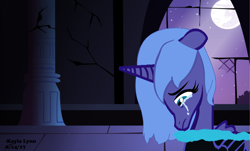 Size: 3146x1906 | Tagged: safe, artist:diamondwolf2990, princess luna, g4, castle of the royal pony sisters, crying, mare in the moon, moon, nightmare luna