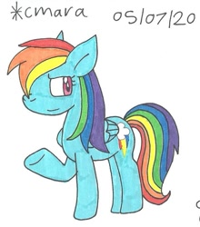 Size: 738x838 | Tagged: safe, artist:cmara, rainbow dash, pegasus, pony, g4, female, mare, raised hoof, solo, traditional art