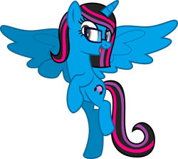 Size: 4486x4000 | Tagged: safe, artist:melisareb, oc, oc only, oc:galaxy glimmer, alicorn, pony, absurd resolution, female, flying, glasses, inkscape, mare, simple background, solo, transparent background, vector, wings