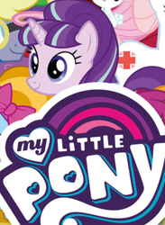 Size: 514x703 | Tagged: safe, angel bunny, nurse redheart, starlight glimmer, stormfeather, turf, g4, cropped, cute, glimmerbetes, logo, meme, my little pony logo, s5 starlight, smiling, solo focus, wow! glimmer
