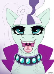 Size: 2200x3000 | Tagged: safe, artist:neoncel, coloratura, earth pony, pony, g4, collar, countess coloratura, drool, drool string, esophagus, female, high res, mawshot, open mouth, oral invitation, salivating, slimy, solo, taste buds, teeth, tongue out, uvula