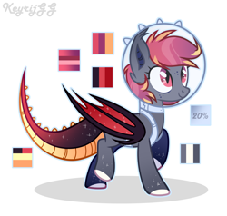 Size: 2000x1900 | Tagged: safe, artist:keyrijgg, oc, oc only, unnamed oc, bat pony, hybrid, pony, bat pony oc, bat wings, colored hooves, dragon tail, ear fluff, female, helmet, multicolored hair, reference sheet, signature, simple background, slit pupils, smiling, solo, white background, wings