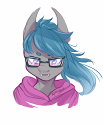 Size: 2500x3000 | Tagged: source needed, safe, artist:kyria, oc, oc only, oc:midnight dagger, bat pony, anthro, glasses, high res, solo