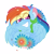 Size: 4000x4000 | Tagged: safe, artist:kawaiicofficial, artist:kawaiicreative, part of a set, rainbow dash, pegasus, pony, g4, abstract background, absurd resolution, bust, chest fluff, cute, dashabetes, ear fluff, eye clipping through hair, female, flower, heart eyes, mare, simple background, smiling, solo, transparent background, wingding eyes