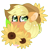 Size: 4000x4000 | Tagged: safe, artist:kawaiicofficial, artist:kawaiicreative, part of a set, applejack, earth pony, pony, g4, absurd resolution, blushing, bust, cute, ear fluff, eye clipping through hair, female, flower, heart eyes, jackabetes, mare, portrait, simple background, smiling, solo, sunflower, transparent background, wingding eyes