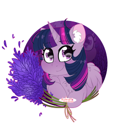 Size: 4000x4000 | Tagged: safe, artist:kawaiicreative, part of a set, twilight sparkle, alicorn, pony, g4, abstract background, absurd resolution, bust, chest fluff, circle background, cute, ear fluff, female, heart eyes, lavender, simple background, solo, transparent background, twiabetes, twilight sparkle (alicorn), wingding eyes, zoom layer