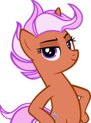 Size: 3463x4689 | Tagged: safe, artist:ironm17, fiery fricket, pony, g4, absurd resolution, bipedal, elegant, hooves on hips, las pegasus resident, looking at you, simple background, smug, solo, tomboy, transparent background, vector