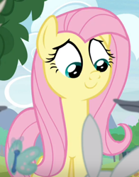 Size: 418x534 | Tagged: safe, screencap, fluttershy, pony, g4, memnagerie, spoiler:memnagerie, cropped, cute, female, shyabetes, smiling, solo