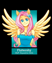 Size: 818x978 | Tagged: safe, alternate version, artist:geminineart, fluttershy, equestria girls, g4, my little pony equestria girls: better together, clothes, dress, female, geode of fauna, magical geodes, ponied up, pony ears, smiling, solo, spread wings, wings