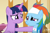 Size: 814x535 | Tagged: safe, screencap, rainbow dash, twilight sparkle, alicorn, pony, deep tissue memories, g4, my little pony: friendship is forever, 9now, comforting, cropped, crying, duo, female, looking at each other, sad smile, smiling, spa pony rainbow dash, tears of joy, twilight sparkle (alicorn)