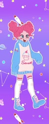 Size: 573x1448 | Tagged: safe, artist:amedama_fm, pinkie pie, equestria girls, g4, alternate hairstyle, clothes, cute, diapinkes, female, open mouth, oversized clothes, socks, solo