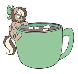 Size: 680x643 | Tagged: safe, artist:flixanoa, artist:fylicade, oc, oc only, oc:mocha, pony, chibi, coffee, cup, cute, logo, mascot, simple background, solo, theponycafe, transparent background