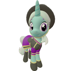 Size: 750x720 | Tagged: safe, artist:topsangtheman, cornetta, pony, unicorn, g4, 3d, clothes, female, hat, looking at you, simple background, solo, source filmmaker, transparent background, uniform