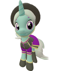 Size: 595x720 | Tagged: safe, artist:topsangtheman, cornetta, pony, unicorn, g4, 3d, clothes, female, hat, looking at you, simple background, solo, source filmmaker, transparent background, uniform