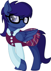 Size: 5448x7606 | Tagged: safe, artist:cyanlightning, oc, oc only, oc:snow, pegasus, pony, .svg available, absurd resolution, clothes, crystal prep academy uniform, equestria girls outfit, female, glasses, looking at you, mare, school uniform, simple background, solo, transparent background, vector