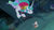 Size: 1920x1080 | Tagged: safe, edit, edited screencap, screencap, princess celestia, alicorn, bird, chicken, pony, between dark and dawn, g4, my little pony: friendship is magic, alektorophobia, animal crossing, bare hooves, frightened, goose (animal crossing), looking down, scared, scaredlestia, that princess sure is afraid of chickens, tree