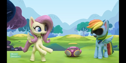 Size: 1440x720 | Tagged: safe, fluttershy, rainbow dash, pegasus, pony, dance dance, g4.5, my little pony: stop motion short, bipedal, dancing, flossing (dance), radio, stop motion, subtitles, sunglasses, text
