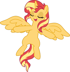 Size: 4340x4500 | Tagged: safe, artist:limedazzle, sunset shimmer, alicorn, pony, g4, absurd resolution, alicornified, belly, female, lying down, on back, race swap, shimmercorn, show accurate, simple background, solo, transparent background, vector