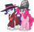 Size: 4390x4000 | Tagged: safe, artist:limedazzle, pinkie pie, rarity, pony, g4, absurd resolution, deerstalker, detective, detective rarity, fedora, hat, movie accurate, shadow spade, sherlock holmes, sherlock pie, show accurate, simple background, transparent background