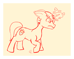Size: 912x732 | Tagged: safe, artist:thewindking, oc, oc only, oc:valiant, pony, unicorn, angry, horn, male, not very good, pawing the ground, simple background, sketch, someone's gonna get hurt, stallion, unicorn oc