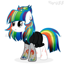 Size: 2000x2000 | Tagged: safe, artist:keyrijgg, oc, pony, adoptable, art, clothes, commission, high res, piercing, rainbow, simple background, watermark, white background, your character here