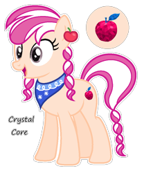 Size: 744x896 | Tagged: safe, artist:razorbladetheunicron, oc, oc only, oc:crystal core, earth pony, pony, lateverse, alternate universe, bandana, base used, braid, braided pigtails, braided tail, cutie mark, ear piercing, earring, female, jewelry, magical lesbian spawn, mare, next generation, offspring, parent:apple bloom, parent:diamond tiara, parents:diamondbloom, piercing, pigtails, simple background, solo, transparent background