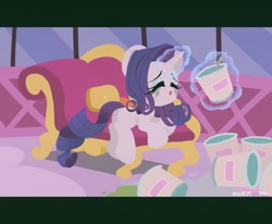 Size: 2048x1690 | Tagged: safe, artist:oc_ponys, rarity, pony, unicorn, g4, adorable distress, aweeg*, cartoon physics, comfort eating, crying, cute, digestion without weight gain, eating, eyes closed, fainting couch, female, food, glowing horn, hammerspace, hammerspace belly, horn, ice cream, magic, mare, marshmelodrama, raribetes, rarity being rarity, running mascara, solo, stuffing, telekinesis