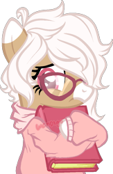 Size: 665x1023 | Tagged: safe, artist:skulifuck, oc, oc only, oc:bloom, earth pony, pony, base used, book, clothes, earth pony oc, eyelashes, female, glasses, mare, simple background, solo, transparent background