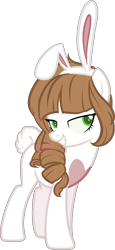 Size: 750x1631 | Tagged: safe, artist:skulifuck, oc, oc only, earth pony, pony, animal costume, base used, bedroom eyes, bunny costume, bunny ears, clothes, costume, earth pony oc, grin, playboy bunny, simple background, smiling, transparent background