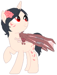 Size: 310x407 | Tagged: safe, artist:skulifuck, oc, oc only, alicorn, original species, pony, alicorn oc, base used, female, flower, flower in hair, horn, looking up, mare, raised hoof, simple background, smiling, solo, transparent background, wings