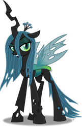 Size: 3272x5082 | Tagged: safe, artist:anime-equestria, queen chrysalis, changeling, changeling queen, g4, absurd resolution, crown, eyeshadow, female, horn, jewelry, makeup, regalia, simple background, smiling, solo, spread wings, transparent background, vector, wings