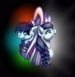 Size: 2820x2893 | Tagged: safe, artist:ronyardraws, coloratura, earth pony, pony, g4, bust, clothes, duality, female, high res, mare, smiling
