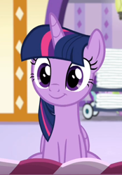 Size: 438x629 | Tagged: safe, screencap, twilight sparkle, alicorn, pony, deep tissue memories, g4, my little pony: friendship is forever, cropped, cute, female, mare, sitting, smiling, solo, twiabetes, twilight sparkle (alicorn)