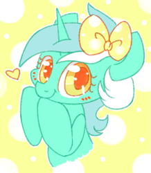 Size: 619x711 | Tagged: safe, artist:archego-art, lyra heartstrings, pony, g4, 4chan, bow, colored pupils, cute, drawthread, female, hair bow, heart, lyrabetes, simple background, solo