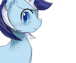 Size: 600x500 | Tagged: safe, artist:apyorehe, minuette, pony, unicorn, g4, female, mare, simple background, smiling, solo